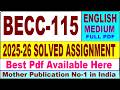 BECC 115 solved assignment 2025-26 || becc 115 solved assignment 2026 in English || ignou becc115