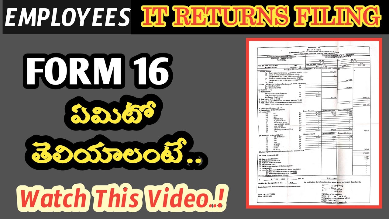 What Is FORM 16 Income Tax Returns Employees E Filing Online In 