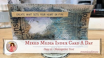 Mixed Media Index Card A Day 2022 | Day 11 – Newsprint Text