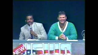 WMC Restoration Project: USWA Wrestling 12/22/1990
USWA Championship Wrestling - 12/22/90 (12/29) WMC & Nashville feeds
Corey Machlin & Jerry Lawler open the show - First time hosting for Cory who would go on to own the territory in the early 2000s. Lawler says there will be guest commentators for each segment today.
Danny Davis v Jamie Dundee - Eddie Gilbert joins commentary.
Danny Davis interview
The Shadow v Spike Huber - Jerry Lawler joins commentary.
Super Ninja & Jerry Lee v Steve Marino & Flying Angel - Jerry Lawler remains on commentary saying these guys have been working a lot together in Evansville.
Corey & Jerry introduce a series of clips reviewing the year 1990.
VTR: Jerry Lawler v Jimmy Valiant - MSC - Lawler wins the USWA title. Interesting as these clips skip Snowmans title run.
VTR: Jerry Lawler v Leon Spinks - MSC
VTR: Bill Dundee v John Tatum - MSC - Tessa leaves with Dundee
VTR: Jeff Jarrett v Mr. Devastation - MSC - Mr. Devastation is unmasked.
VTR: Jerry Lawler & Bill Dundee v Eddie Gilbert & Tony Anthony - MSC - Sam Lowe turns on Lawler
VTR: Jeff Jarrett & Jeff Gaylord v Scott Casey & Brian Lee - MSC - Jarrett & Gaylord win the tag titles.
VTR: Eddie Gilbert runs Jerry Lawler over with a car
VTR: Jerry Lawler v Austin Idol - MSC - Lawler wins the USWA tournament
VTR: Eddie Gilbert v Jeff Jarrett - MSC - Gilbert wins the Southern title
VTR: Tojo Yamamoto crowns Eddie Gilbert as king of Memphis
VTR: Terry Funk v Jerry Lawler - MSC - Funk wins the USWA title
Doug Gilbert interview - After the clips, Doug comes out to mock Jerry Lawler, who is still at the desk with Corey. When Lawler comes to interview Doug, Gilbert grabs him. Alan Martin, Don Bass, and Downtown Bruno rush in to also grab Jerry. Eddie Gilbert then runs up and tries to burn Lawler. Jerry challenges Gilbert to a match this week.
VTR: Studio tickets promo
Jerry Lawler & Eddie Marlin interview - Lawler wants to put a stop to all this bounty stuff. Lawler proposes taking on both Austin Idol and Eddie Gilbert on Wednesday at MSC. Marlin says hell ask Gilbert.
Corey runs down Wednesdays card
Jerry Lawler & Eddie Marlin interview - Eddie Gilbert wont agree to go one-on-one but he will do a tag match with Austin Idol against Lawler. Jerry says hell be back after he makes some calls to find a partner.
VTR: Austin Idol - Holding Out For a Hero by Bonnie Tyler
Todd Johnson v Don Bass - Downtown Bruno joins commentary and says that Bass is Brunos man to try to collect the bounty on Jerry Lawler.
VTR: Jim Cornette & the Fabulous Ones interview - Cornette talks about the reformation of the Fabs, this is framed basically to bring the syndicated markets up to speed on the return.
VTR: Jerry Lawler - Wanted dead or alive by Bon Jovi
Bill Rush & Ronnie Leach v The New Kids - Downtown Bruno joins commentary.
Sam Bass Lowe & the Gilberts interview
Ms. Liberty Bowl, Rudy Chipper & Jerry Lawler interview - They promote this years Liberty Bowl game. Jerry then says hes got a partner for Wednesday but not until Corey is done promoting the tour.
Corey promotes this weeks tour
Jerry Lawler & Jeff Jarrett interview - Lawler announces his partner on Wednesday will be Bam Bam Bigelow.
VTR: Studio Tickets promo
Jeff Jarrett v Doug Gilbert - Eddie Gilbert is on commentary. Sam Bass Lowe jumps in for a double team but they get run off by the New Kids.
Corey runs down Wednesdays card
VTR: Bam Bam Bigelow - Bad to the Bone by George Thorogood & the Destroyers
Corey & Jerry plug the Jerry Lawler Hotline
Corey closes the show - They run under time and have to stay with a long shot of the studio audience before running the closing credits.
Corey & Jerry close the syndicated show WMC Restoration Project: USWA Wrestling 12/22/1990