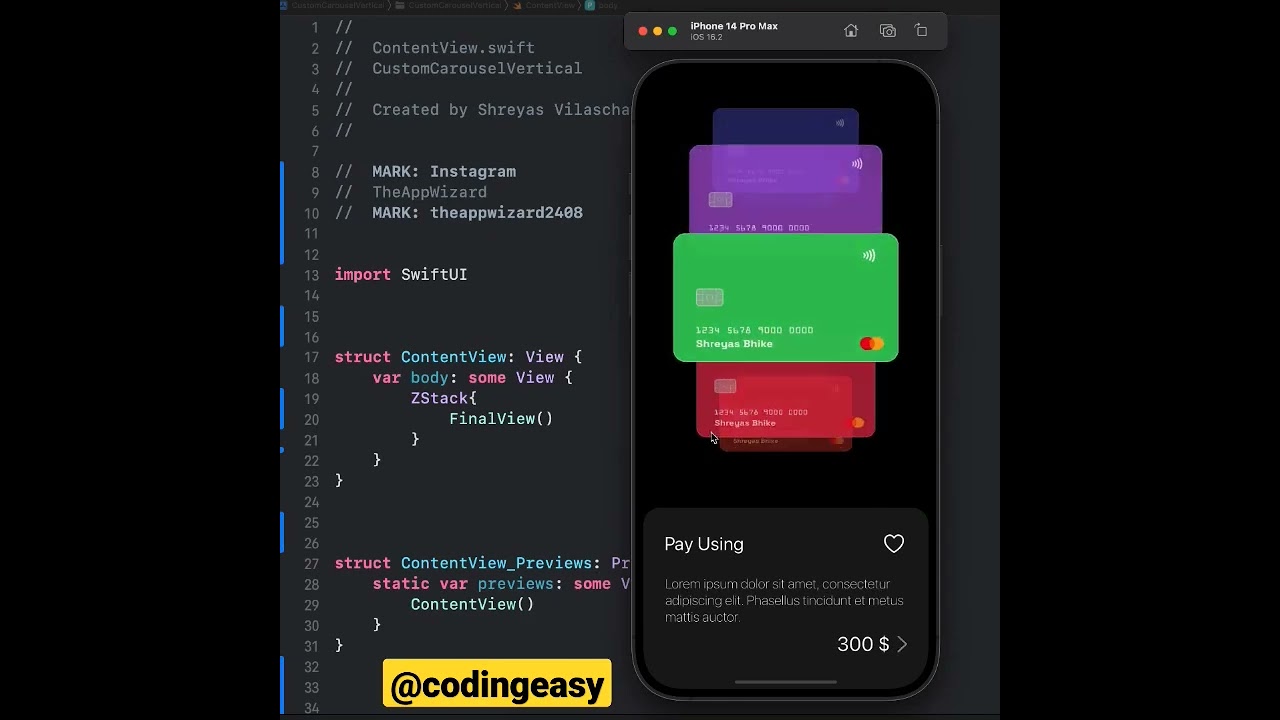 Card Selection SwiftUI 🌈🚀#swiftui #iphone #coding #program #trending