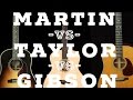 (2017) Martin vs. Taylor vs. Gibson (High Quality Acoustic Guitar Comparison)