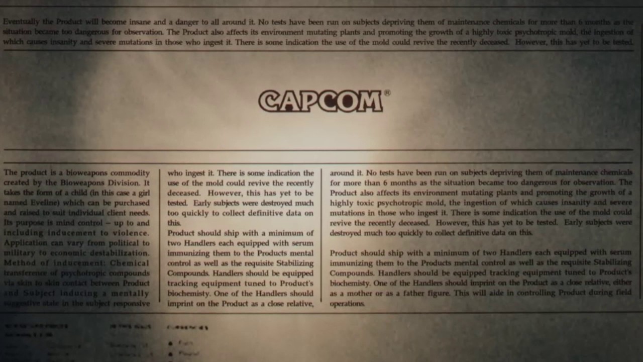 Resident Evil 7 Credits Document: Umbrella internal report? What do you think?