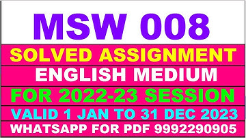 msw 8 solved assignment 2022-23 in english | msw 8 solved assignment 2022-23 | msw 8 2023