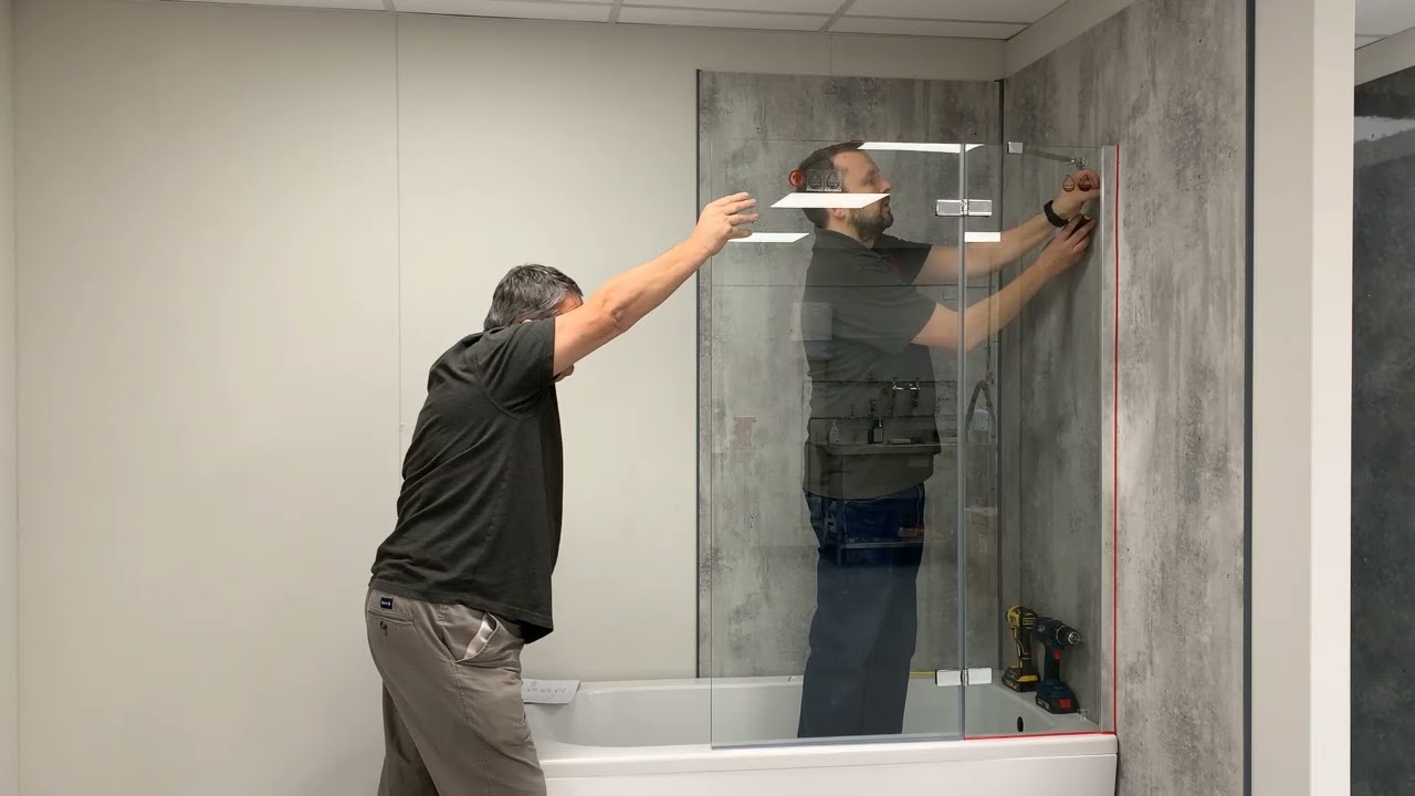 Wolseley, Nabis Fixed Panel Square Bath Screen D02197.  Install Step 6 - Final Fixing into Position
