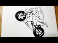 How to draw a boy on a bike  easy way to draw a boy with bike