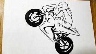 How to draw a boy on a bike || Easy way to draw a boy with bike