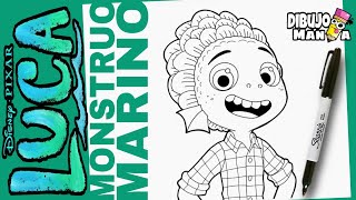 COMMO DIBUJAR A LUCA MONSTRUO MARINO | PASO A PASO | how to draw luca sea monster | DIBUJOMANIA