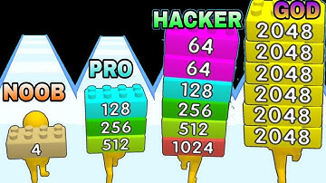 NOOB VS PRO VS HACKER VS GOD in 2048 Brick Runner 3D Update