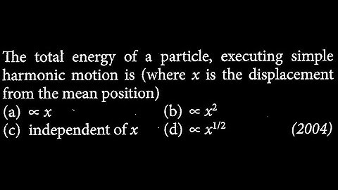 The total energy of a particle, executing simple harmonic motion is (where x is the SW DTS 17 Q8