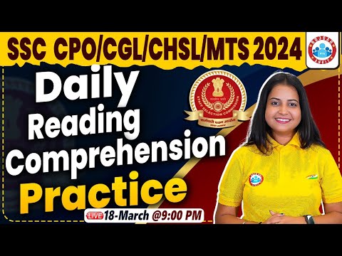 SSC CPO/CGL/CHSL/MTS 2024 | Daily English Practice Class #04, Reading Comprehension By Kiran Ma'am