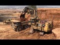 Caterpillar 6040 Excavator Loading Hitachi EH3500 Dumpers - Cabin View