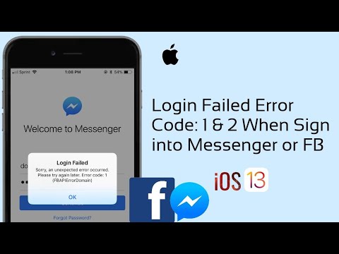 Messenger and Facebook Login Failed Error Code 1 & 2 (FBAPIErrorDomain) on iPhone in iOS 13.5