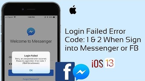 Messenger and Facebook Login Failed Error Code 1 & 2 (FBAPIErrorDomain) on iPhone in iOS 13.5