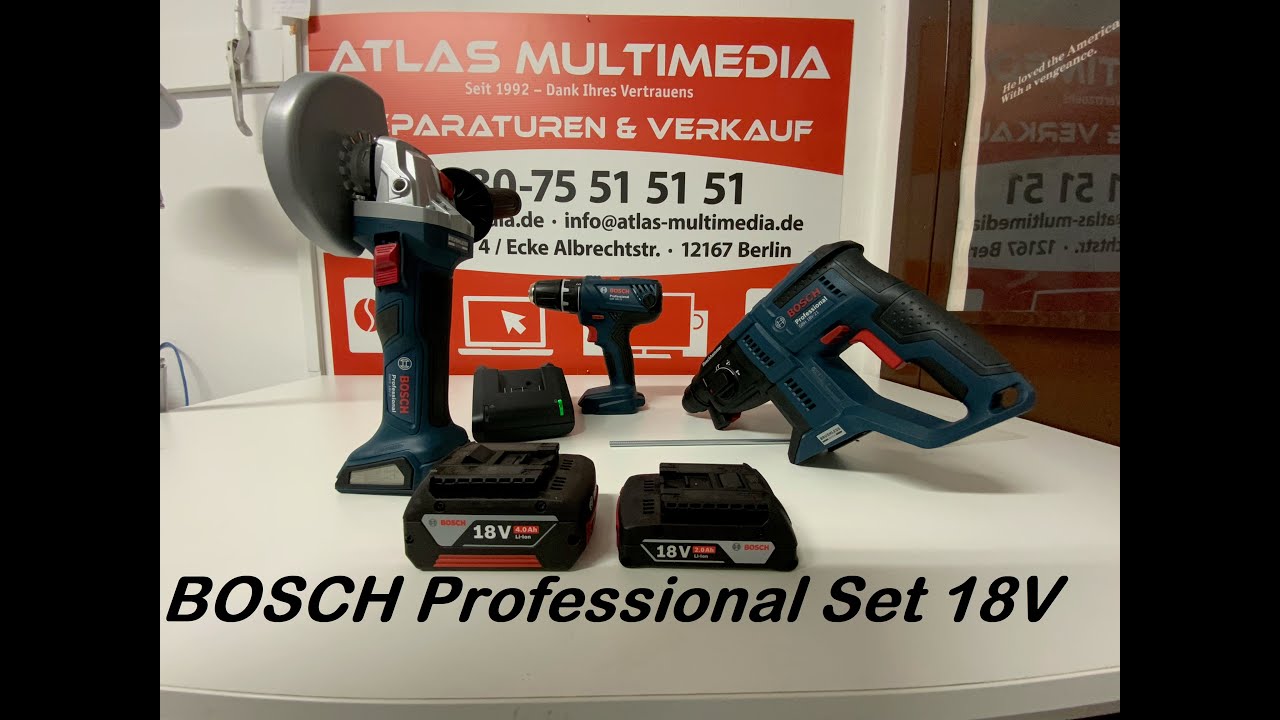 Bosch Professional Maschinen Set GSR18V21, GWS18V7, GBH18V21