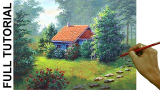 TUTORIAL : Acrylic Painting Landscape /  House Garden / JMLisondra