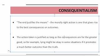 Medical Ethics Session 3: Consequentialism; Deontology & Duty-Based Theories