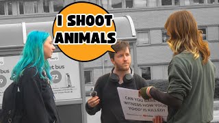 Vegans Confront Religious Hunter  Animal Rights Activism