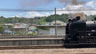 8733レ SL試運転 D51 498 12系(5B)沼田発車(汽笛あり)