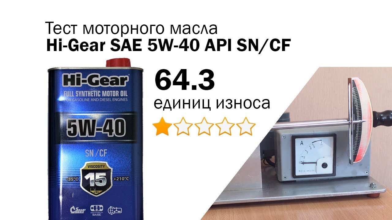 Маслотест #55. Hi-Gear SAE 5W-40 API SN/CF тест масла на трение