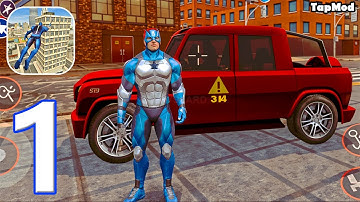 Rope Hero: Vice Town - Gameplay Part 1 Rope Hero City Superhero Drive Car & Bus - iOS, Android