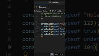 typeof con tipos primitivos #javascript #viralshort #coding #viral #vscode