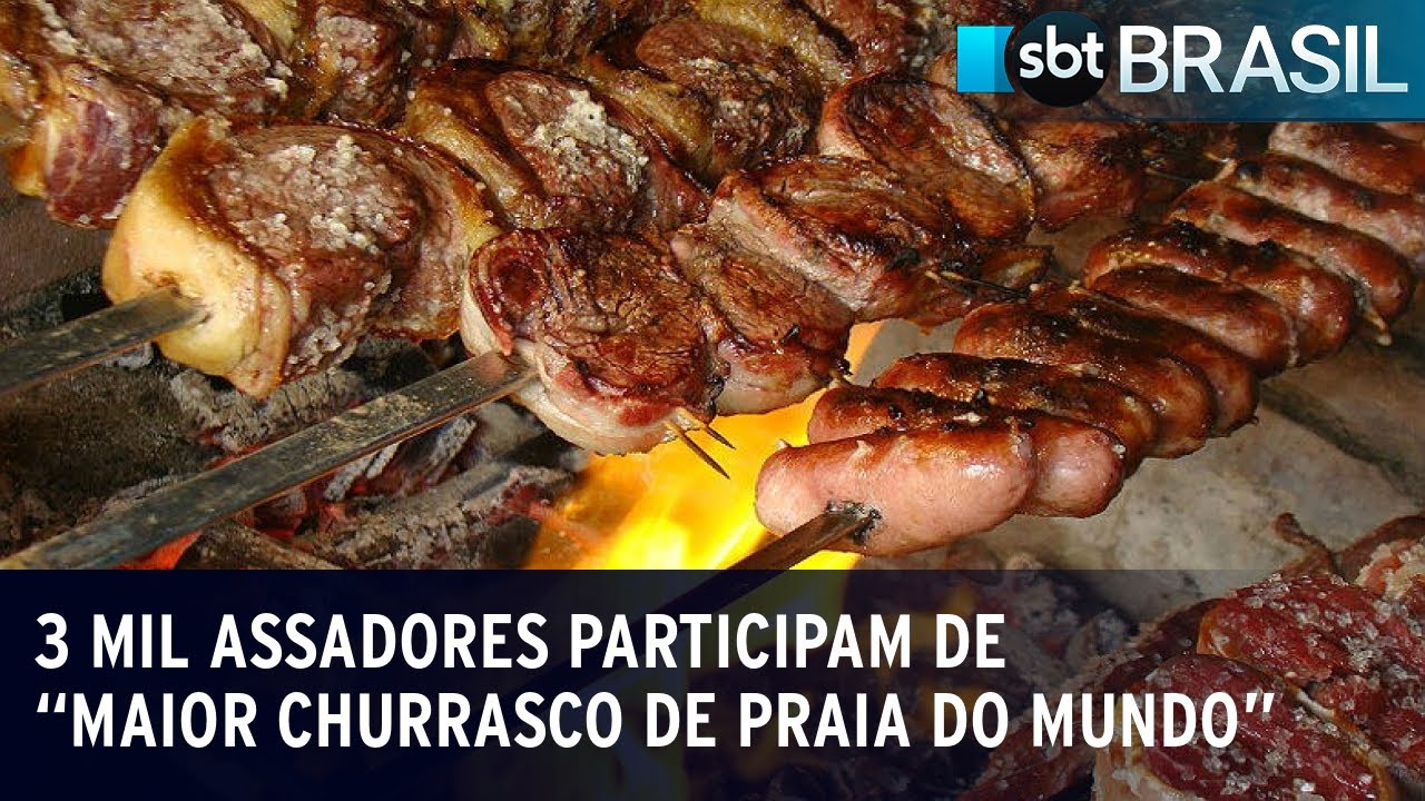 3 mil assadores participam de “maior churrasco de praia do mundo” | SBT Brasil (27/01/24)