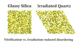 Irradiation- vs. vitrification-induced disordering of quartz