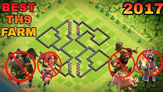 Clash Of Clans | No.1 BEST TH9 FARMING BASE 2017 + PROOF | CoC NEW Th9 Base With Bomb Tower