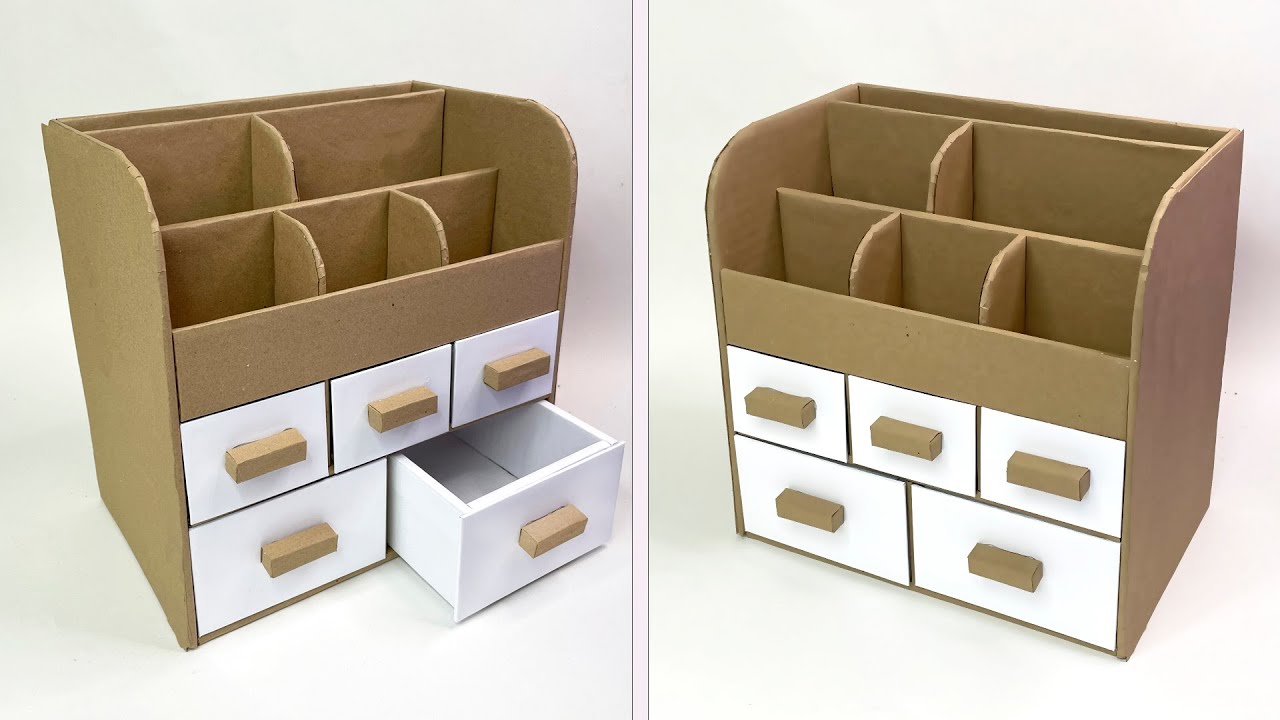 Ideas for the home // How to make an organizer with cardboard boxes ...