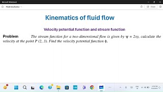 Kinematics of fluid flow: 17 //Numerical Problem- Velocity potential function and  Stream function
