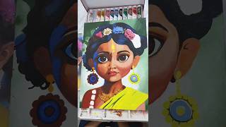 acrylic Radha painting ll #viral #cute #cartoon #abstractpainting #canvas #radharani