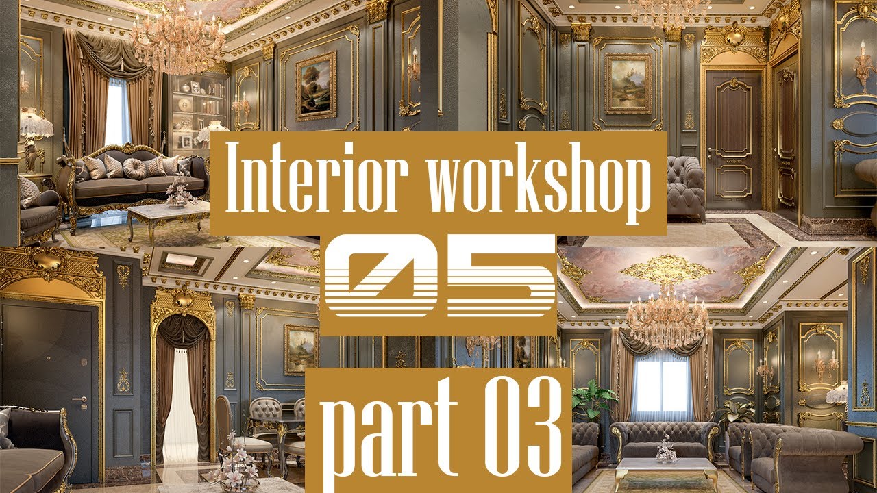 Workshop 005 Interior classic Reception Hall 3D MAX V Ray part 03 4K ...