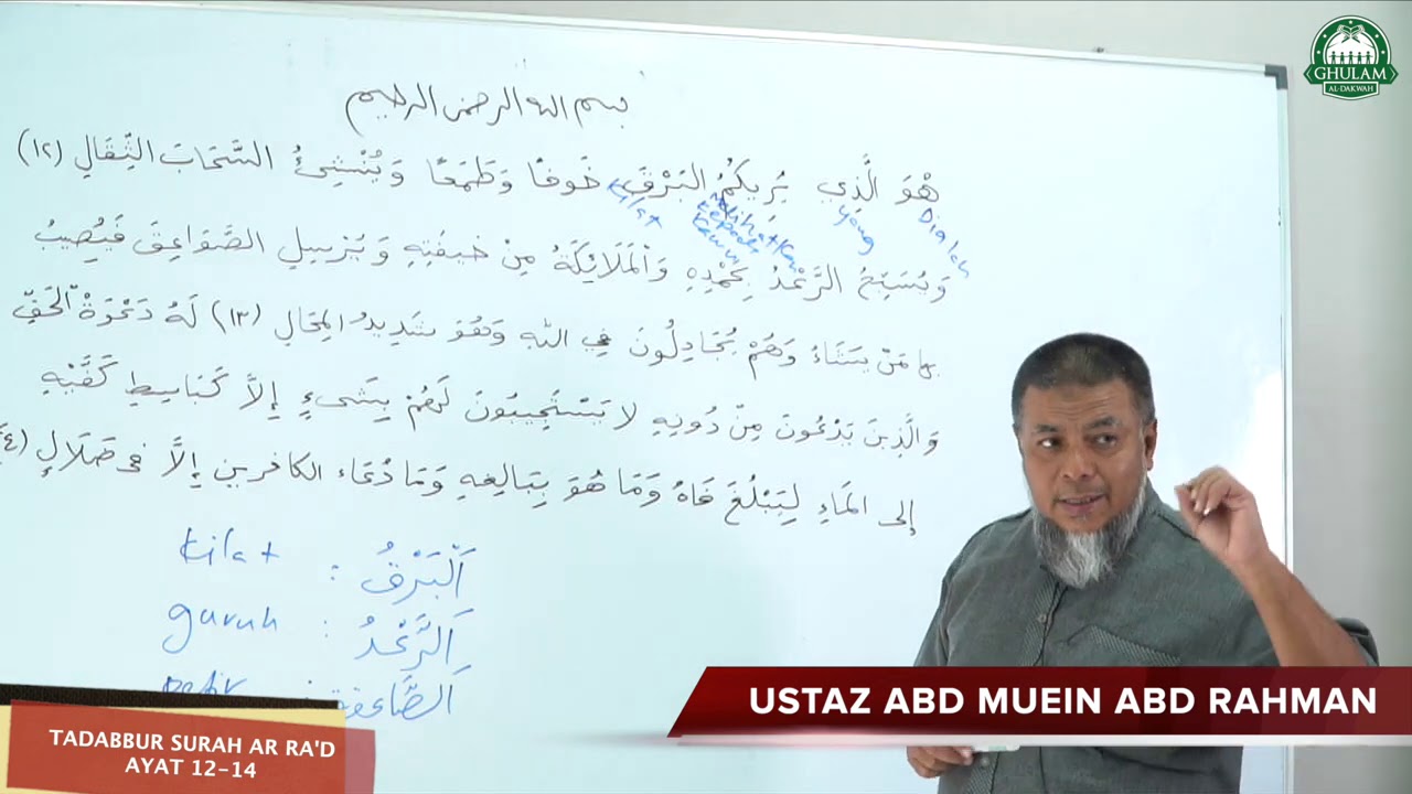 8 Sept 2020 || Tadabbur Surah Ar Ra'd ayat 12-14 || Ustaz Abd Muein Abd Rahman