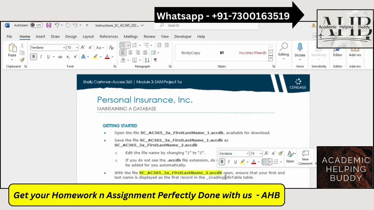 Access Module 3 SAM Project 1a Tutorial - Personal Insurance (Shelly Cashman 365)