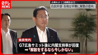 【会期末まで2週間あまり】自民幹部「首相は早期に解散の意向」