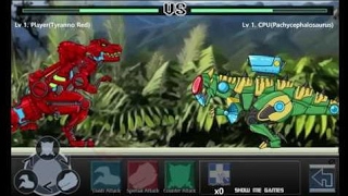 Dino Robot Battle Field - Tyranno Red VS Pachycephalosaurus - Game Play - 2015 screenshot 5