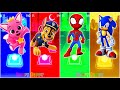 Pinkfong 🆚 PAW Patrol 🆚 Spidey and His Amazing Friends 🆚 Sonic Prime 🎶 Tiles Hop EDM Rush