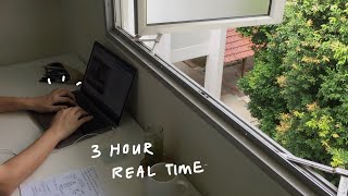 3 hour study with me | no music, real time