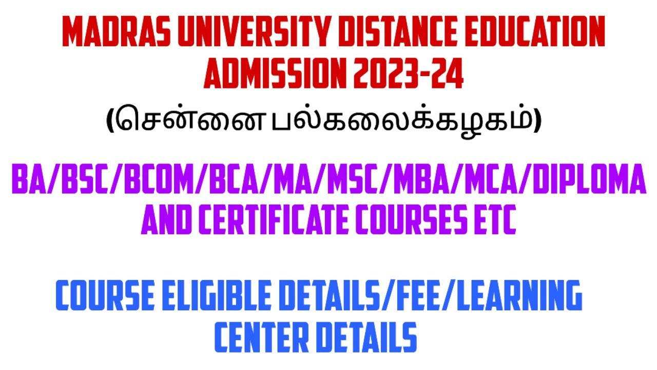 madras university distance education 202324 UNOM ADMISSION 2023/university of Madras distance
