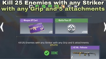 HOW TO Kill 25 Enemies with any Striker with any Grip and 5 attachments CALL OF DUTY MOBILE