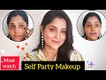 SELF PARTY MAKEUP FOR BEGINNERS |PARTY MAKEUP AT HOME | WINTER GLOWY BASE #makeup