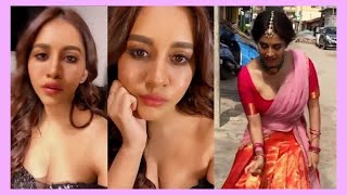 Tollywood Beauty Nabha Natesh Half Saree Glamorous Poses Video Looking Beautyfull