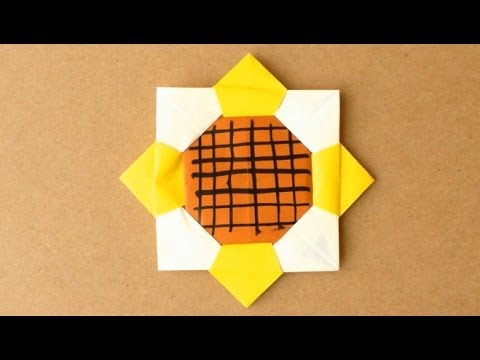 簡単折り紙 ひまわりの折り方 平面 Origami Sunflower Easy Youtube