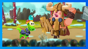 Dino Bash 2: Max Level Lil Spitty vs Big Tank Cavemen