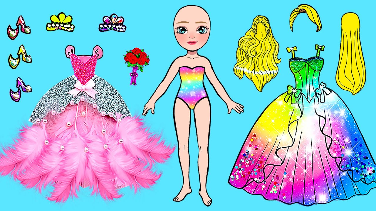 Trucos Y Muñecas De Papel De Vestir - Hacer Un Vestido Nuevo Para Barbie  Baja Y Pobre Barbie - Youtube