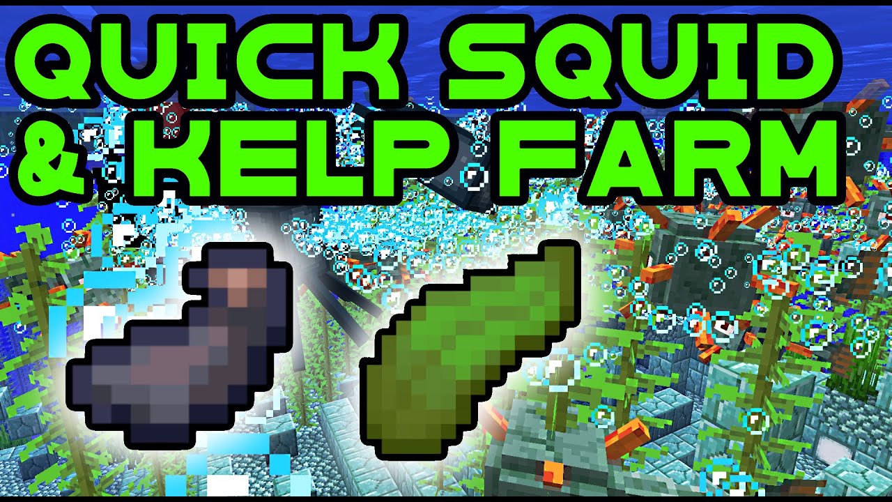 Minecraft Quick Squid Farm + Kelp (3100 ink/hr) [20 minute build] - YouTube
