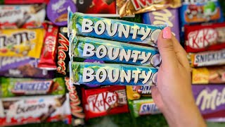 ASMR Bounty coconut chocolate bar unboxing| lot's of chocolate unpacking