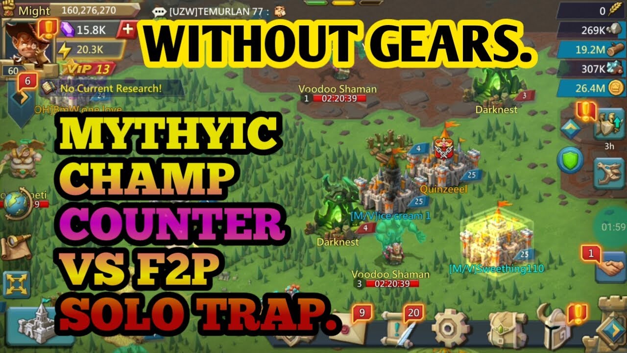 Lords Mobile Solo Trap | Mythic Champ Counter Vs F2P Solo Trap  | 