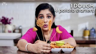 1 Dough 4 Potato Starters I Potato Recipes I 4 आलू के स्टार्टर I Pankaj Bhadouria